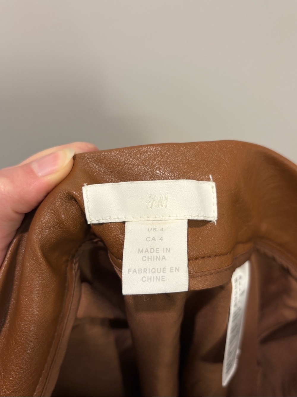 H&M Tan Brown Faux Leather Button-Front Midi Skirt - Picture 4 of 4